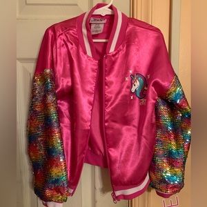 Pink Jojo Siwa jacket with rainbow sequin sleeves !
